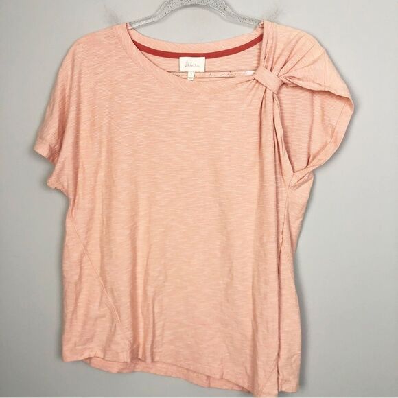 ANTHROPOLOGIE | DELETTA Margot Peach Gathered Tee Top Women’s Size Medium - Picture 4 of 11